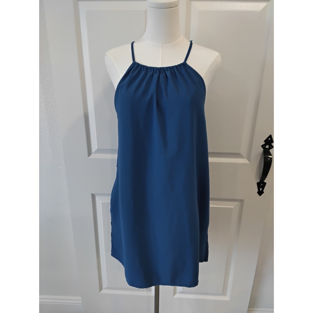Banana Republic Blue Halter Neck Tie Back Mini Dress Size M